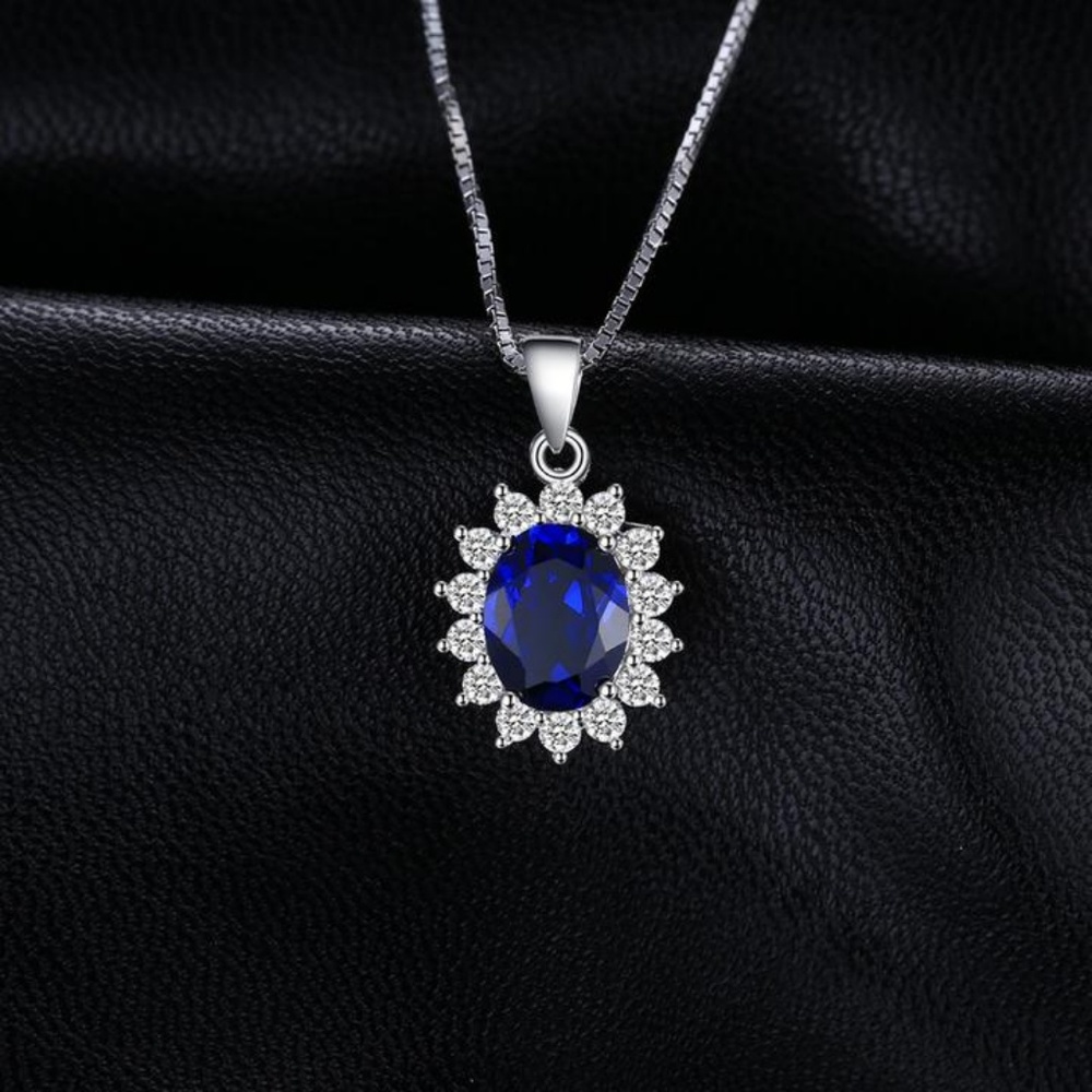 Princess Diana 2.6ct Blue Sapphire Pendant - Picture 2 of 5